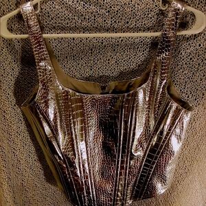NWT Metallic Faux Croc Corset Top